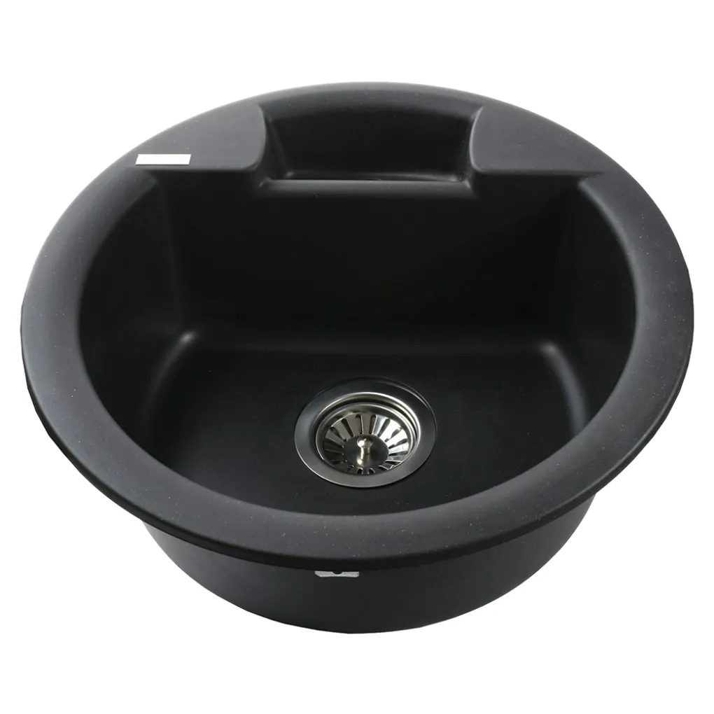 Гранітна мийка Globus Lux GURON 480 мм-А0002, чорний- Фото 2